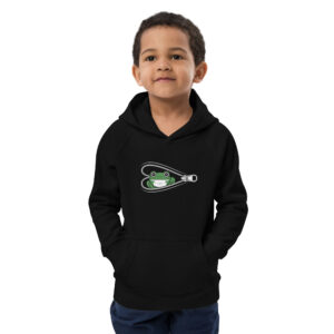 kids-eco-hoodie-black-front-2-68a35ab9ec480.jpg Frog Print Kids eco hoodie