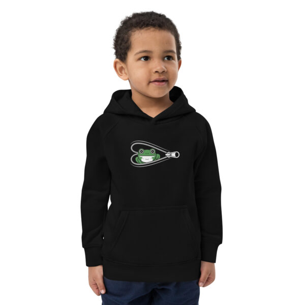 kids-eco-hoodie-black-front-68a35ab9eb69f.jpg Frog Print Kids eco hoodie