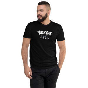 mens-fitted-t-shirt-black-front-68a37c81f1d79.jpg Cat Print Short Sleeve T-shirt