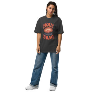 oversized-faded-t-shirt-faded-black-front-689d1135cfa45.jpg Holy Frag Print Oversized faded t-shirt