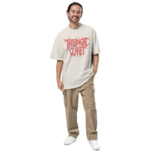 Red Print Oversized faded t-shirt