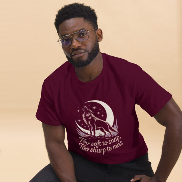 unisex-classic-tee-maroon-front-2-68a4f720d9e17.jpg Wolf Print Unisex classic tee