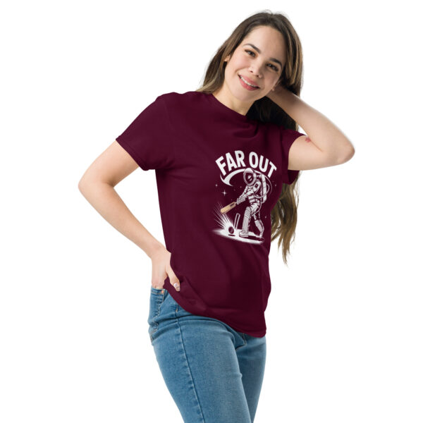 unisex-classic-tee-maroon-left-front-68a781097f54b.jpg Far Out Print Unisex classic tee