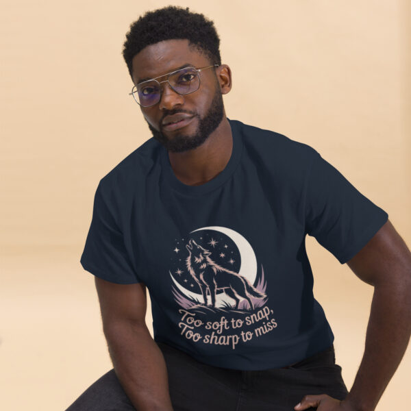 unisex-classic-tee-navy-front-2-68a4f720d9f29.jpg Wolf Print Unisex classic tee
