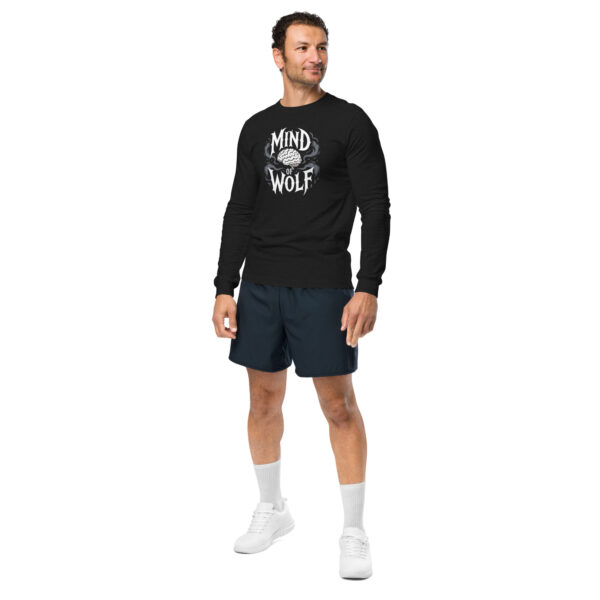 unisex-long-sleeve-tee-black-heather-left-front-68a035407bd3f.jpg Mind of Wolf Print Unisex Long Sleeve Tee