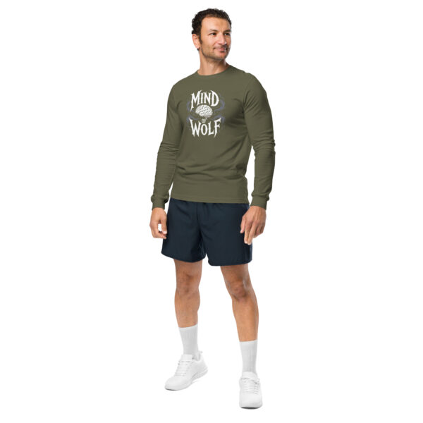 unisex-long-sleeve-tee-military-green-left-front-68a035407bedb.jpg Mind of Wolf Print Unisex Long Sleeve Tee