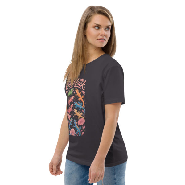 unisex-organic-cotton-t-shirt-anthracite-left-front-689cca975c87b.jpg Good Luck Print Unisex organic cotton t-shirt