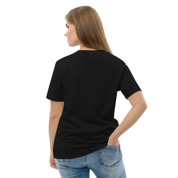 unisex-organic-cotton-t-shirt-black-back-2-689cca975a4a5.jpg Good Luck Print Unisex organic cotton t-shirt