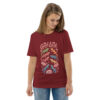 unisex-organic-cotton-t-shirt-burgundy-front-2-689cca975977e.jpg Good Luck Print Unisex organic cotton t-shirt