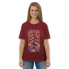 unisex-organic-cotton-t-shirt-burgundy-front-689cca9757bab.jpg Good Luck Print Unisex organic cotton t-shirt