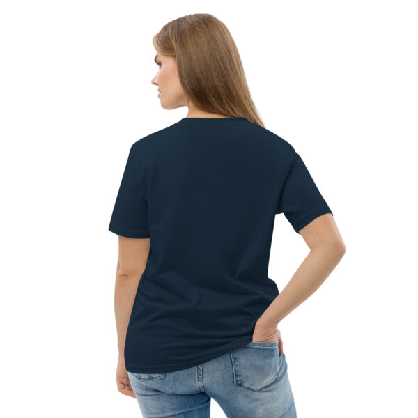 unisex-organic-cotton-t-shirt-french-navy-back-2-689cca975a6e5.jpg Good Luck Print Unisex organic cotton t-shirt