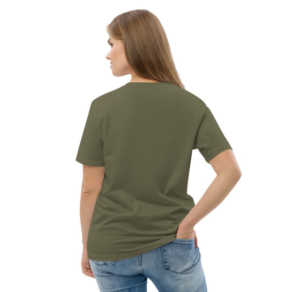 unisex-organic-cotton-t-shirt-khaki-back-2-689cca975a78c.jpg Good Luck Print Unisex organic cotton t-shirt
