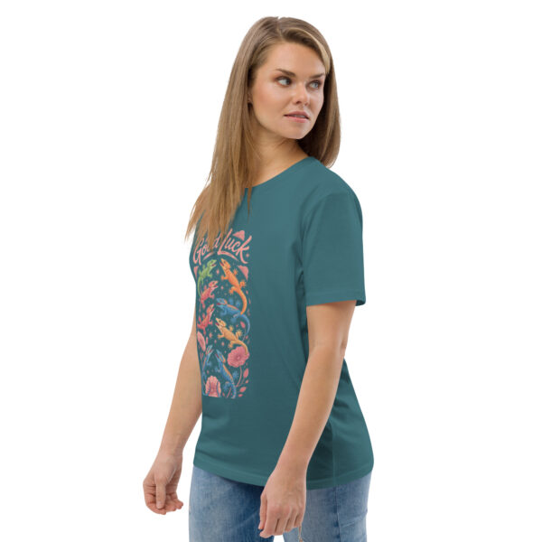 unisex-organic-cotton-t-shirt-stargazer-left-front-689cca975cca3.jpg Good Luck Print Unisex organic cotton t-shirt