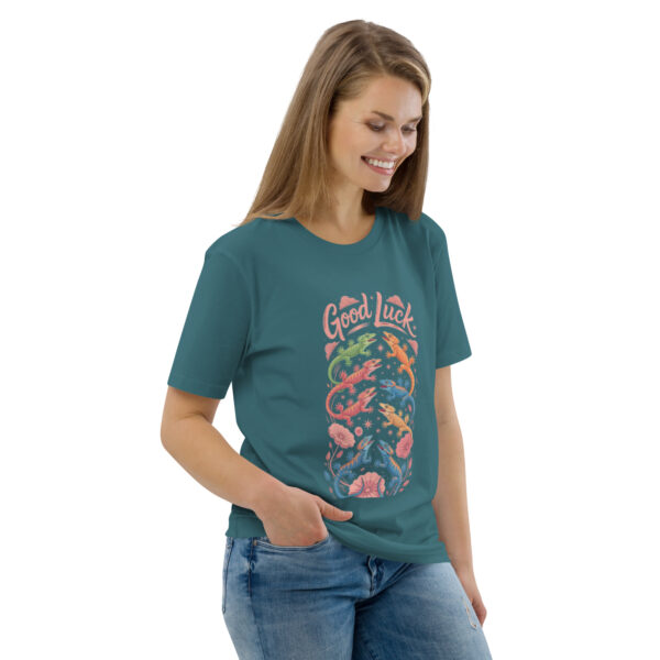 unisex-organic-cotton-t-shirt-stargazer-right-front-689cca975bad1.jpg Good Luck Print Unisex organic cotton t-shirt