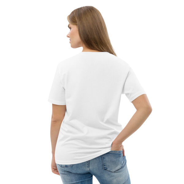 unisex-organic-cotton-t-shirt-white-back-2-689cca975a8a3.jpg Good Luck Print Unisex organic cotton t-shirt