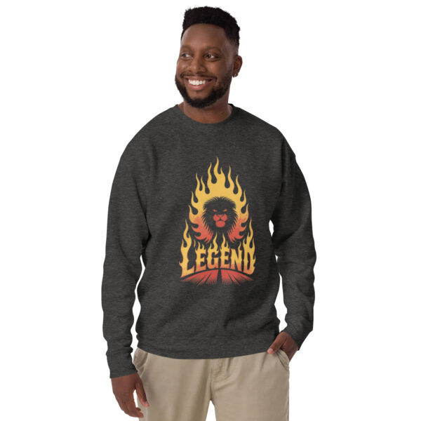 unisex-premium-sweatshirt-charcoal-heather-front-68ab5ae9e7c7f.jpg Legend Print Unisex Premium Sweatshirt