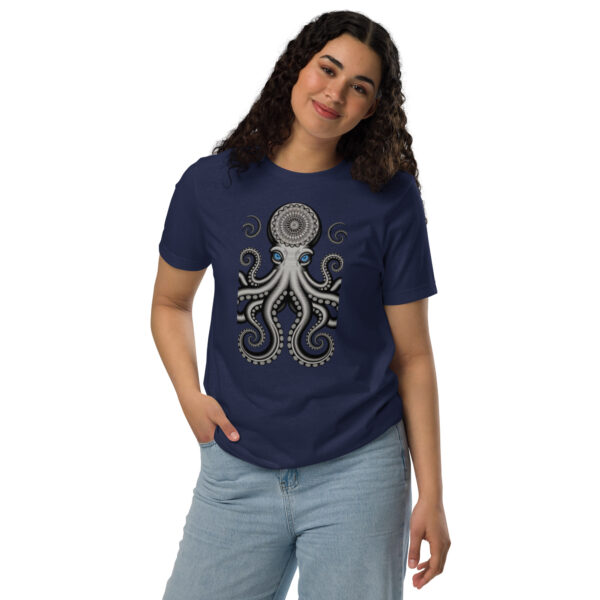 unisex-staple-eco-t-shirt-navy-front-68a33ce8b1da1.jpg Octopus Print Unisex staple eco t-shirt