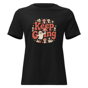 womens-relaxed-t-shirt-black-front-68a33660f4158.jpg Keep Going Print Women's Relaxed T-Shirt